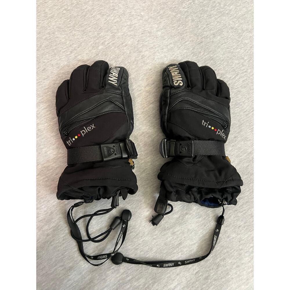 Swany x change junior medium 7-8 yo gloves ski snowboard black leather mittens